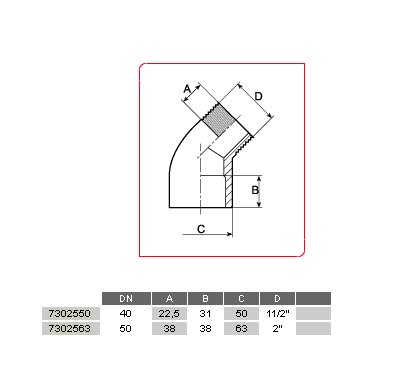 Kolano PVC 45° klej x GZ
