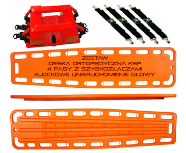 DESKA ORTOPEDYCZNA, 4 PASY, STABILIZATOR KLOCKOWY