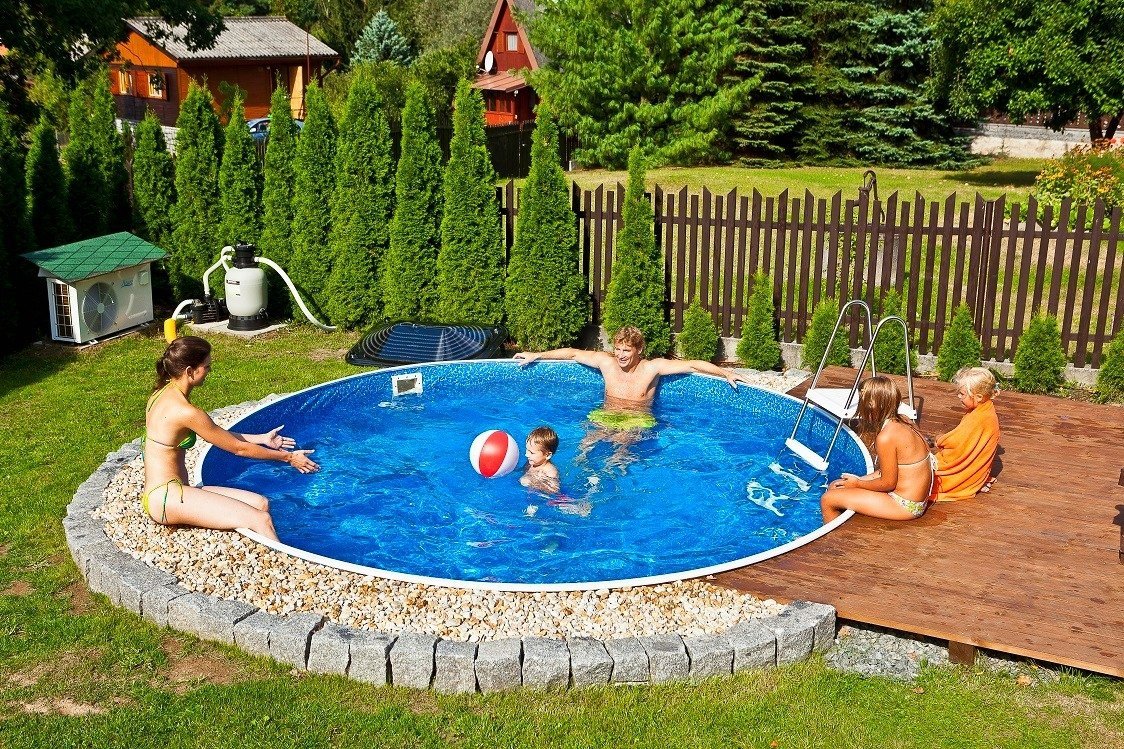 Komplet Basen Azuro Wood okrągły 5,5x1,2 m