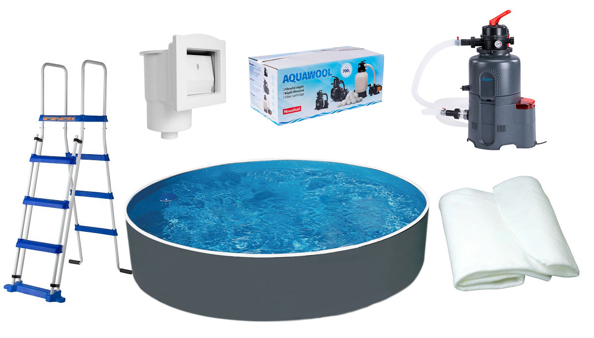 Kompletny basen ogrodowy stalowy 5x1,2 m grafit