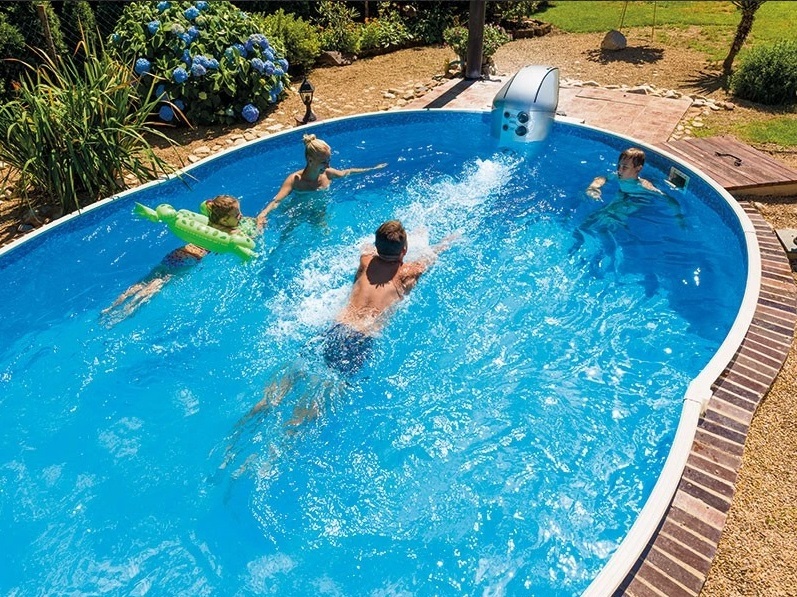 Basen stalowy komplet Azuro owalny dekor kamień 5,5x3,7m