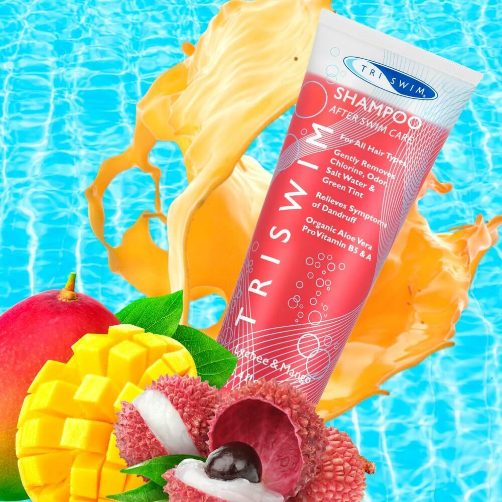 Triswim szampon do włosów neutralizujący chlor liczi mango