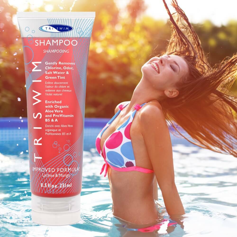 Triswim szampon do włosów neutralizujący chlor liczi mango