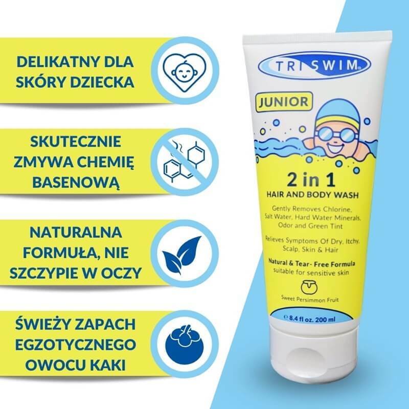 Triswim Junior płyn do mycia ciała i włosów neutralizujący chlor