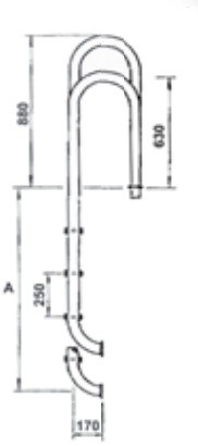 Drabinka basenowa stalowa AISI 316 Asymetryczna