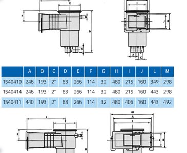 Skimmer VA basen foliowy 215x160mm